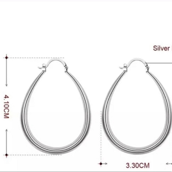 NEW 925 STERLING SILVER OVAL HOOP EARRINGS - Picture 4 of 4